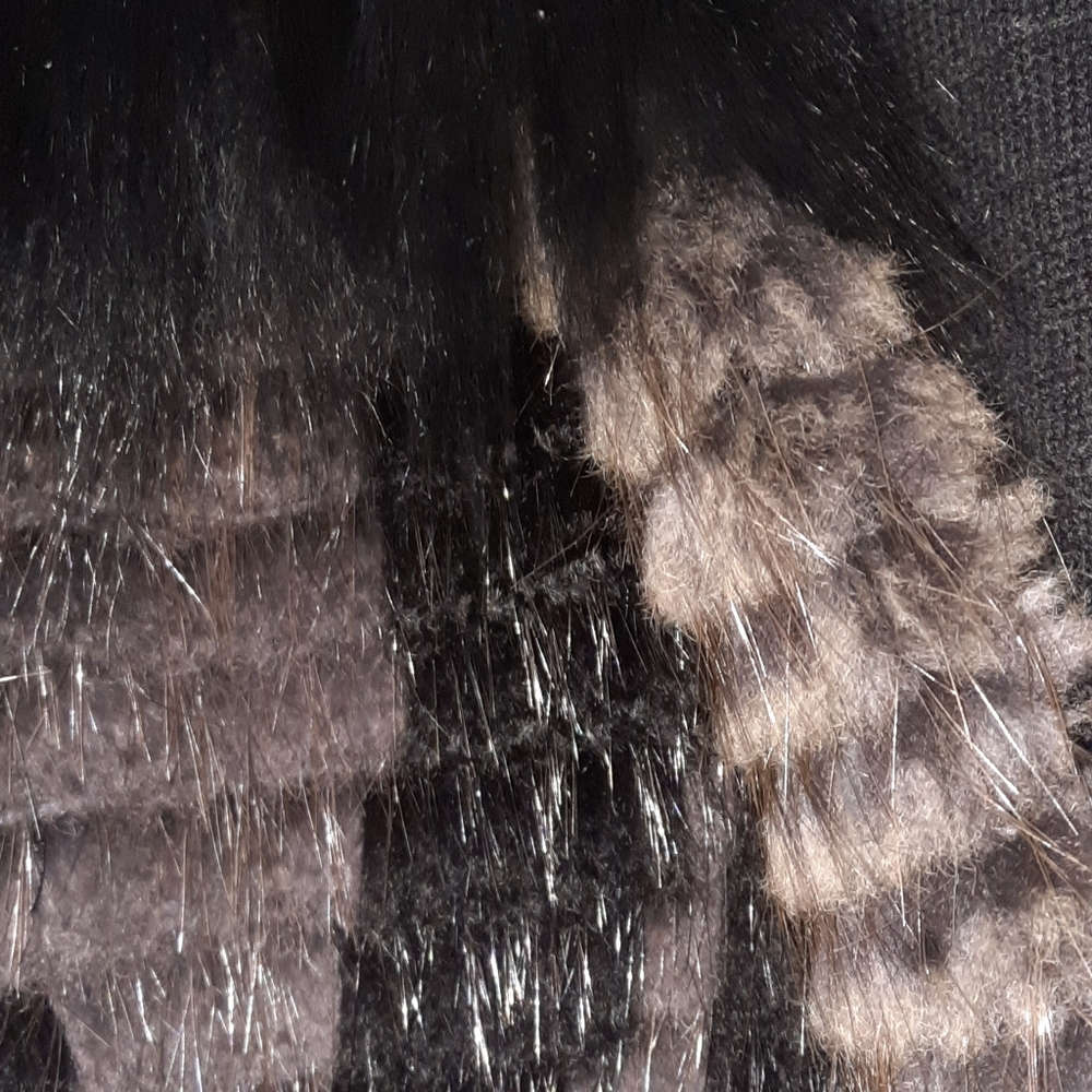 CARMEN MARC VALVO Cashmere Coat Fox & Beaver Fur Mob Wife Aesthetic Black S M - Picture 11 of 13